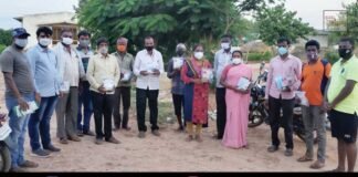 Hittlahalli frontline workers Bangalore University NSS Mask, Pulse Oximeter covid care distribution