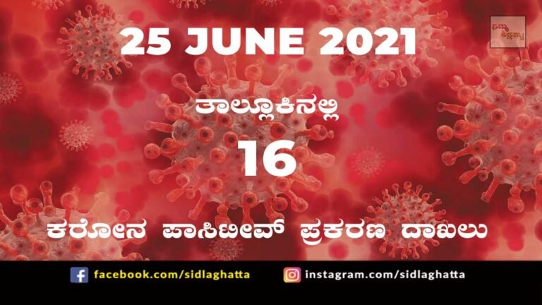 Sidlaghatta Covid-19 Positive covid sidlaghatta Taluk coronavirus cases june 25