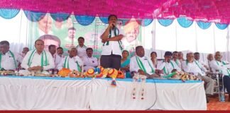 BN Ravikumar speaking at JDS campaign event in Ganjigunte, Sidlaghatta