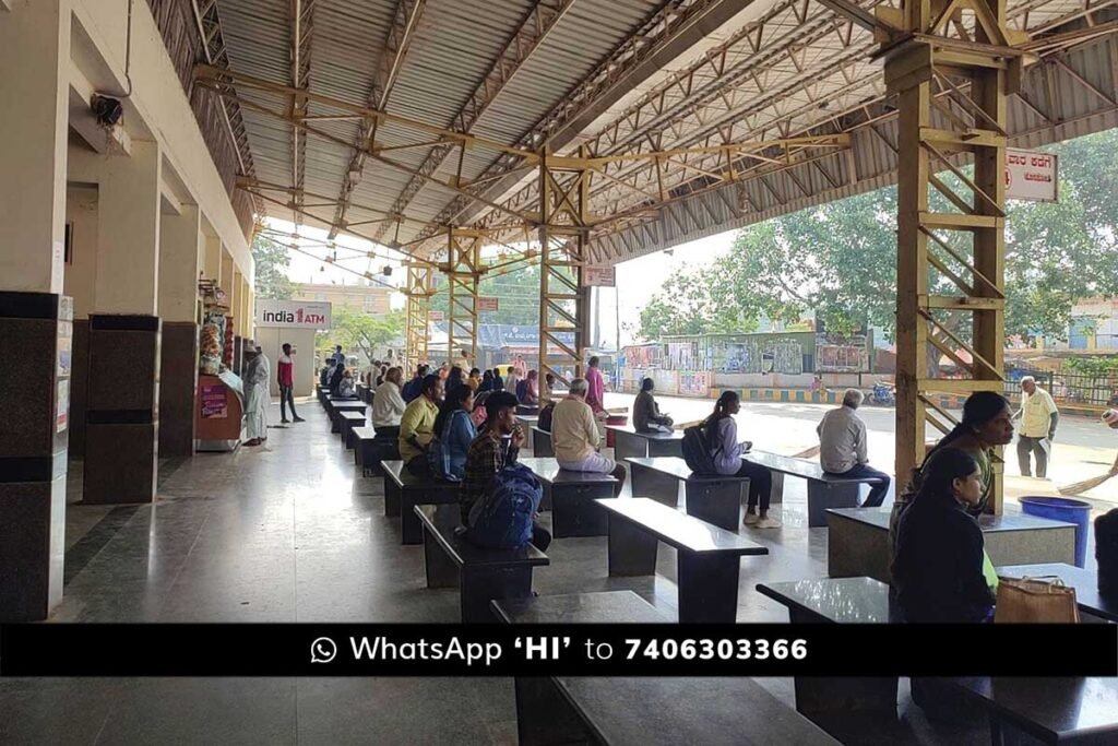 People Waiting for KSRTC Bus in Sidlaghatta Bus Stand