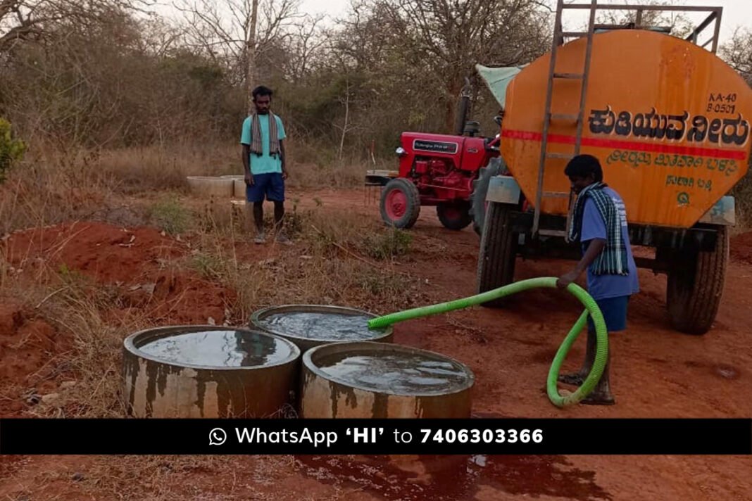 Sidlaghatta Hittalahalli Village Youth delivers water to drought hit wildlife