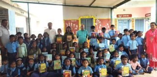 School Children in sidlaghatta pose as they returned after dasara holidays