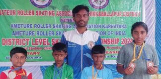 Sidlaghatta district level Skating Championship medal winners