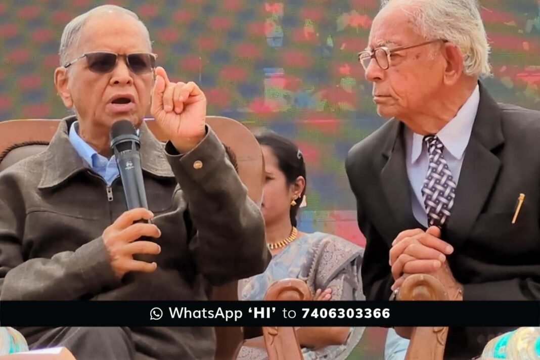 N.R. Narayana Murthy interacting with students in Sidlaghatta