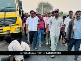 MLA B.N. Ravikumar inspecting the road widening work at Sadali Cross