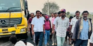 MLA B.N. Ravikumar inspecting the road widening work at Sadali Cross