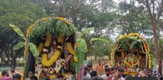 ಸಿದ್ಧಾರ್ಥ ನಗರದಲ್ಲಿ ಗಂಗಾಭವಾನಿ, ಪೂಜಮ್ಮದೇವಿ, ಮೆರವಳಮ್ಮ ದೇವಿಯರ ಮೆರವಣಿಗೆ ಮಹೋತ್ಸವ