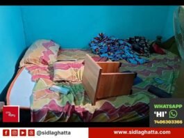 Ransacked bedroom with broken cupboard drawer after a daylight house burglary in Bodagooru village, Sidlaghatta taluk