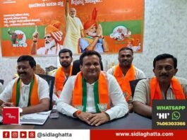 BJP district president Seekal Ramachandra Gowda at press meet on South-East Graduates constituency election