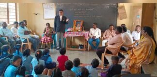 Bhagat Singh Jayanti programme with students and guests at Siddarthanagar government school, Sidlaghatta