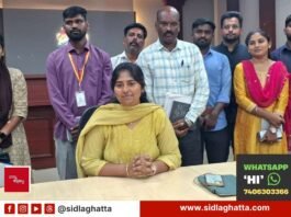 Tahsildar Gaganasindhu addressing a press conference on Prajaseva Andolana application disposal, Sidlaghatta taluk office