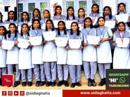 Sidlaghatta school throwball teams first place taluk level sports meet