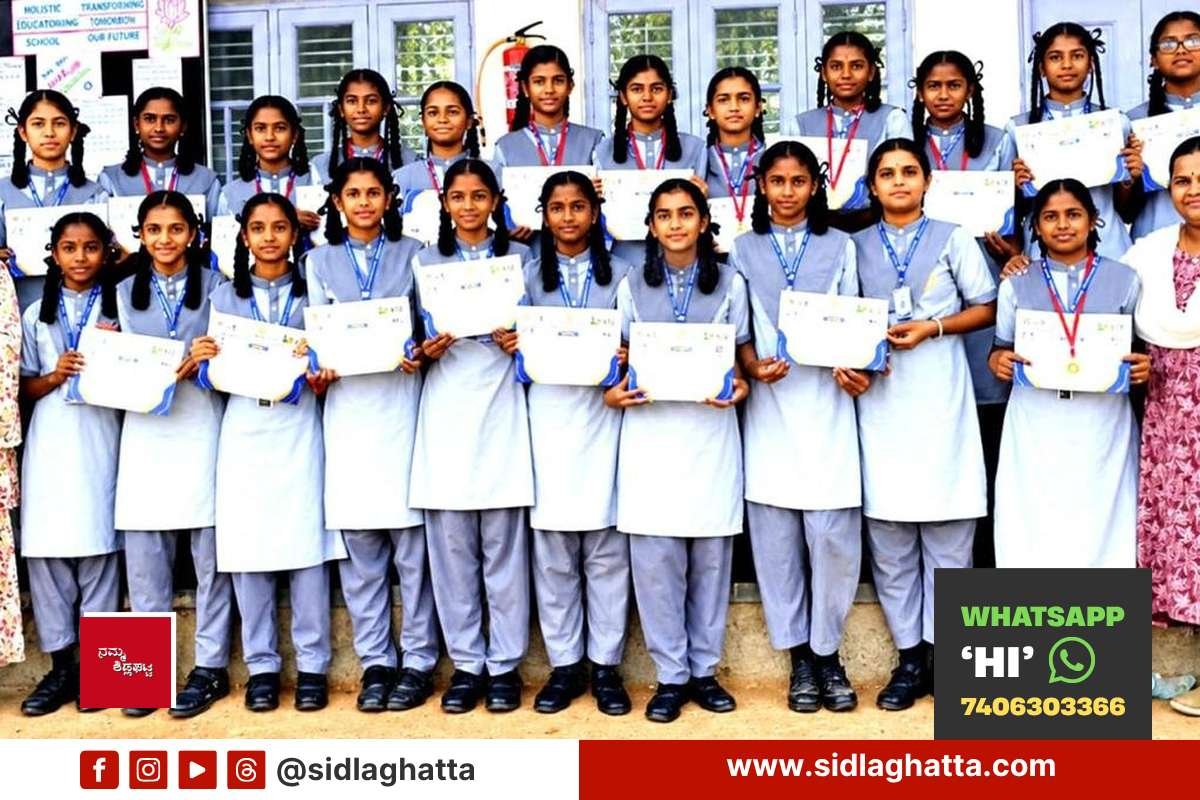 Sidlaghatta school throwball teams first place taluk level sports meet